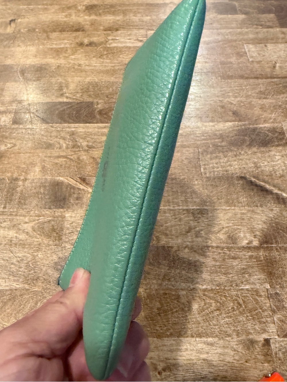 Coach Green Pebbled Leather Wristlet with Silver Logo - Picture 2 of 8